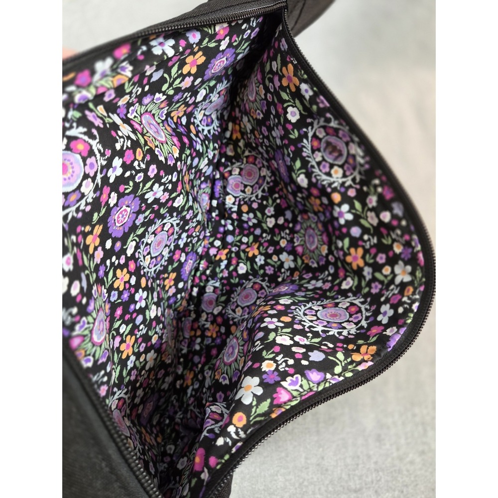 Vera Bradley Black Nylon Canvas Sling Backpack w/Padding Multi Floral Lined - Picture 8 of 10